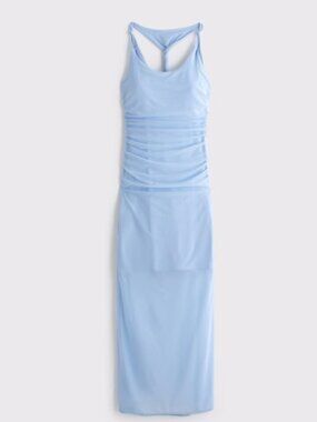 NWOTs Abercrombie & Fitch Baby Blue Mesh Twisted Halter Midi Dress XST